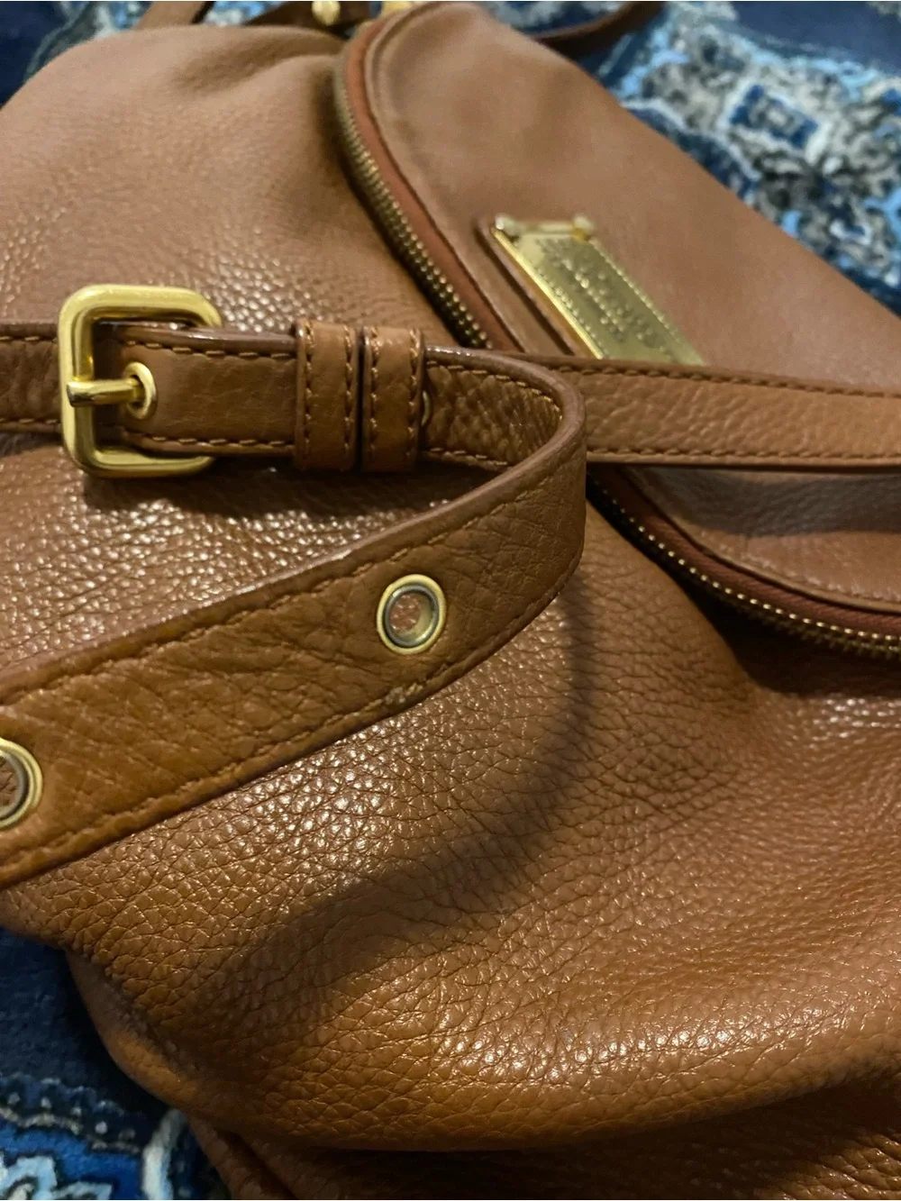 Marc by Marc Jacobs Tan Pebbled Leather Crossbody with Gold Plaque